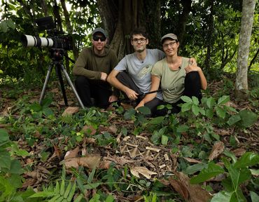 Rhett Cutrell with Matej and Zuzana and Gaboon Viper behind the scenes. Fornever Productions