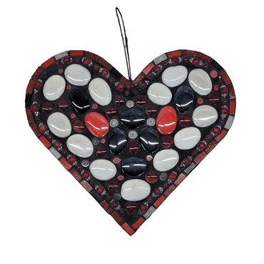 Red and white Heart Mosiac wall art