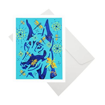 Notecard - Doberman & Dragonflies