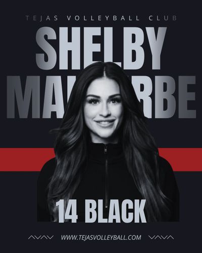 Shelby Malvarbe featured as player 14 Black for Tejas Volleyball Club.