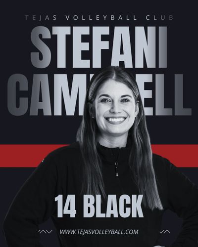 Portrait of Stefani Campbell, volleyball player for Tejas Volleyball Club, jersey number 14.