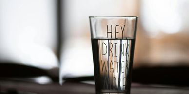 A glass filled with water