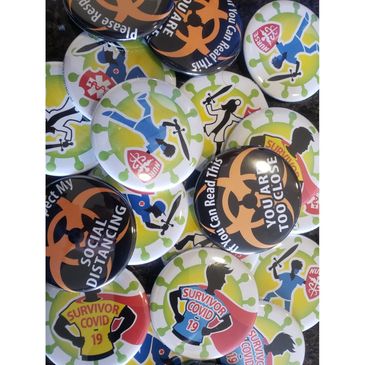 coronavirus covid-19 social distancing healthcare doctors nurses buttons