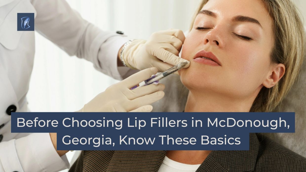 Woman receiving lip filler injection.