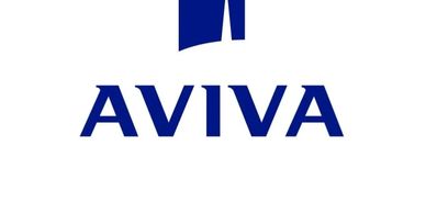 The Aviva logo in blue with a stylized graphic above the text.