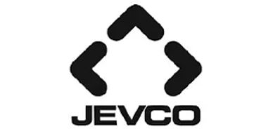 Black and white Jevco logo with geometric shapes.