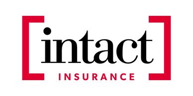 Logo of Intact Insurance with bold red brackets and black text.