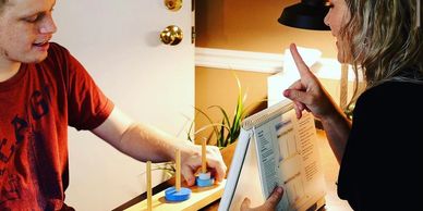Licensed psychologist administering neuropsychological test to adult client