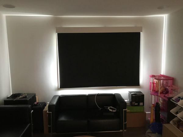 Media Room Blackout Shade - Motorized with Architectural Fascia