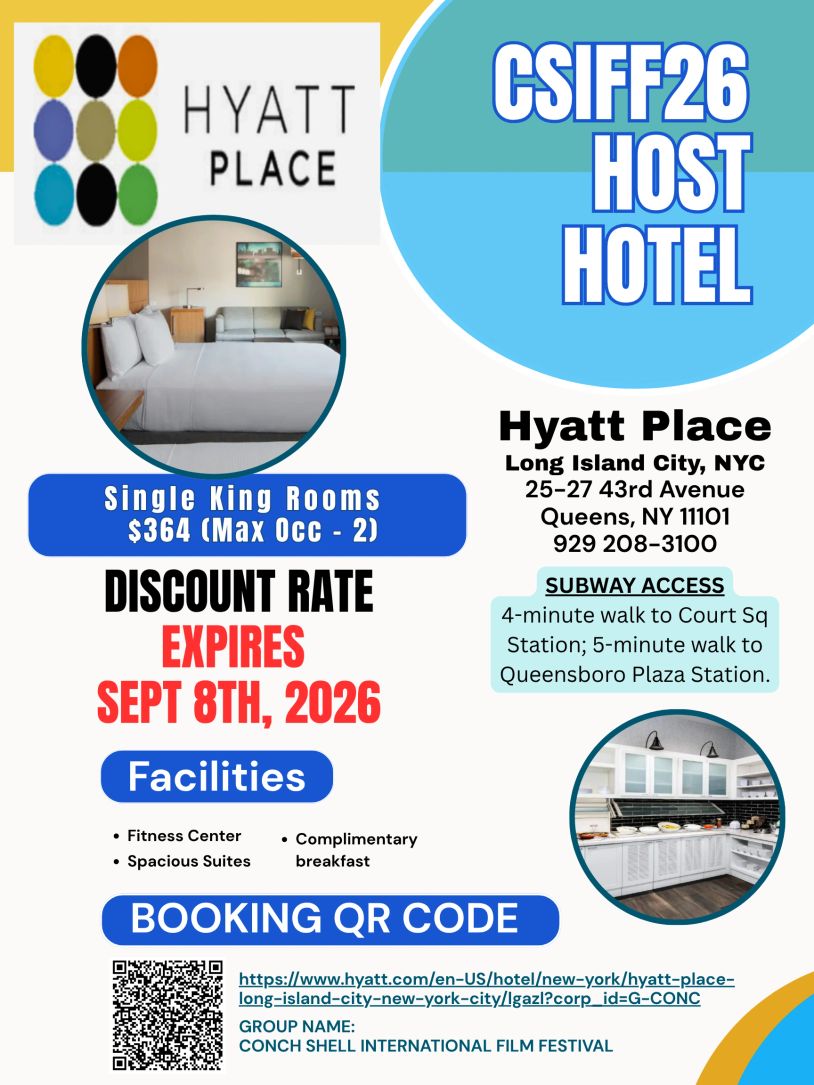Hyatt Place hotel offers discounted single king rooms for CSIFF26 guests with subway access.