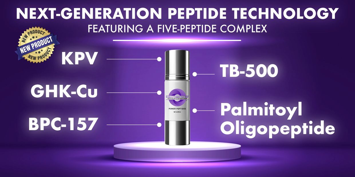Next-gen peptide technology with a five-peptide complex in a sleek bottle.