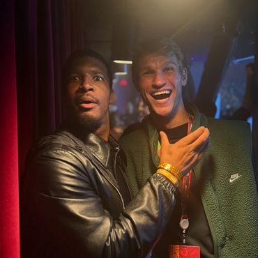 Jalen Franko and Jameis Winston at Super Bowl LIX.