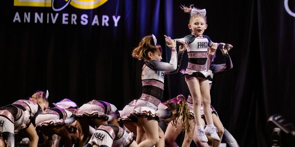 Fargo All Stars cheerleaders performing at a competition