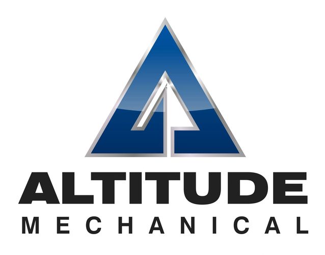 Logo of Altitude Mechanical with a blue triangular design and bold black text.