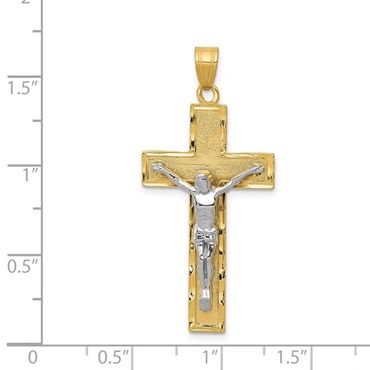 14K Two-tone Diamond-cut Crucifix Pendant