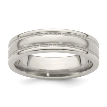 Edward Mirell Titanium Brushed and Polished Milgrain 6.5mm Band