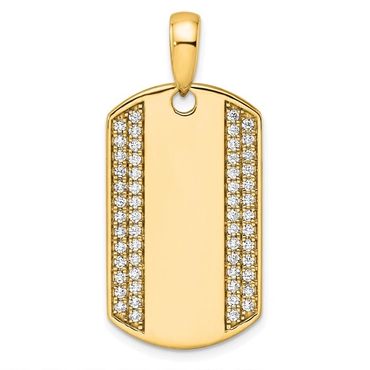 True Origin 14K 3/4 carat Diamond Dog Tag Pendant
