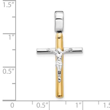 Leslie's 14K Two-tone Polished Crucifix Pendant