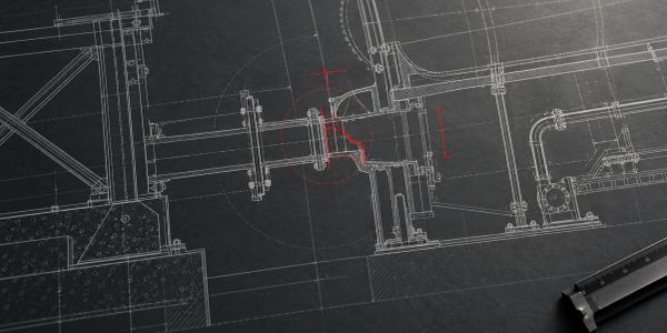 Technical drawing of industrial piping and flange assembly.