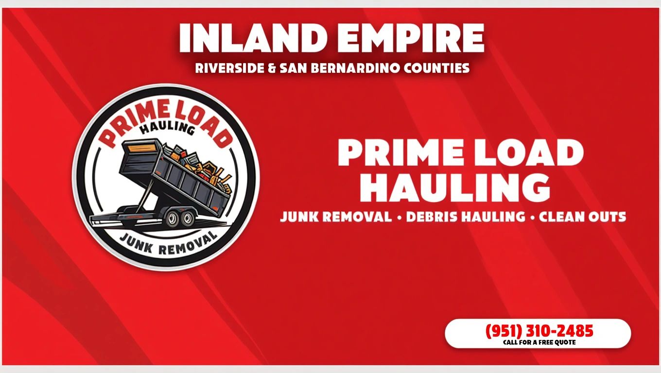 Black dump trailer full of junk