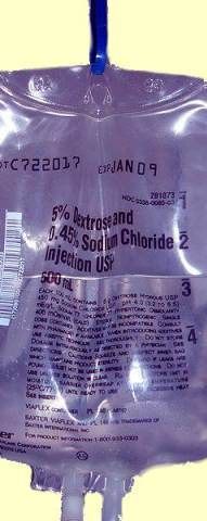 Intravenous bag of glucose