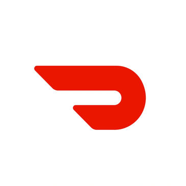 Door dash logo in red color with stylised letter D