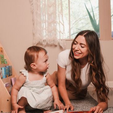 speech language pathologist doing speech therapy with a toddler in home in Mesa Arizona Eastmark