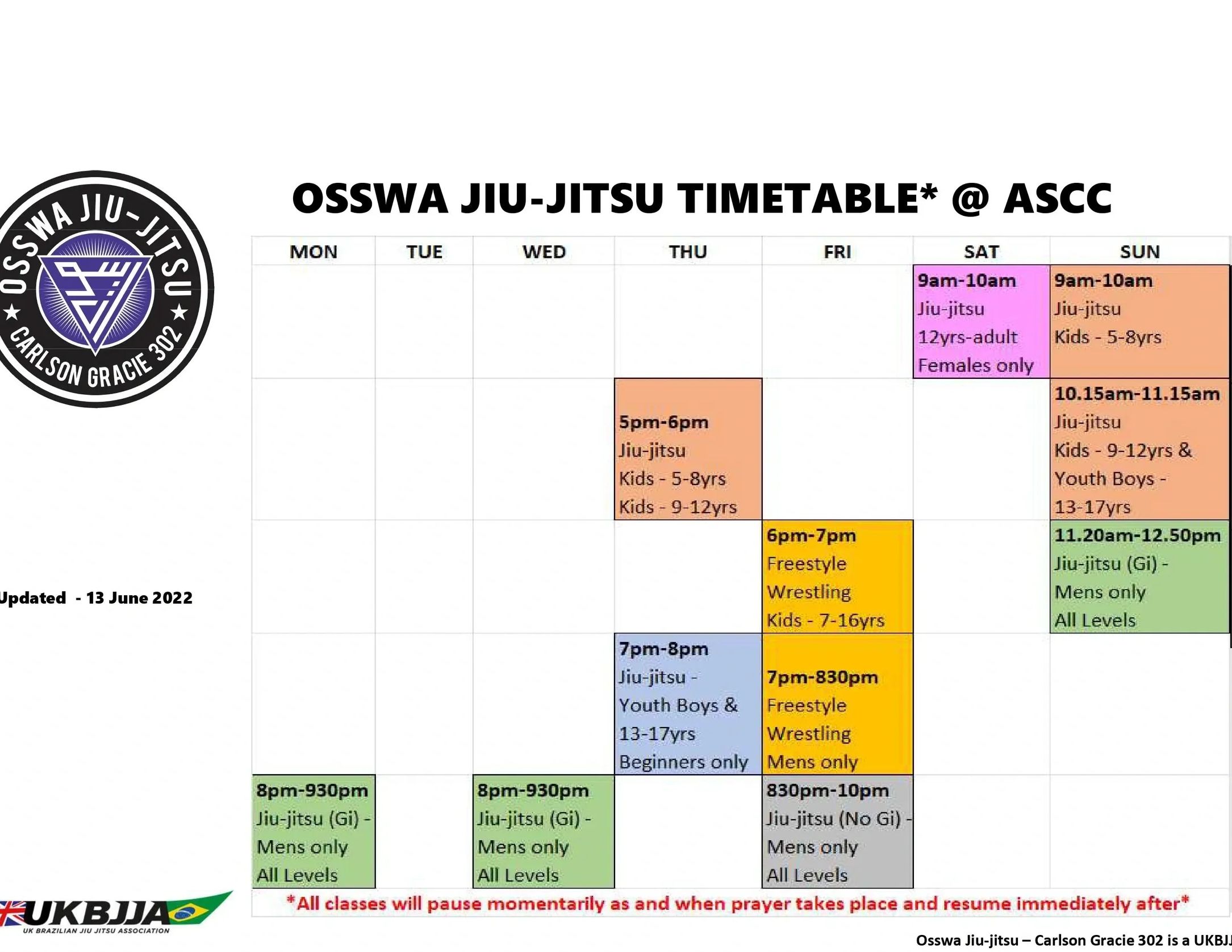 Timetable | Osswa Jiu-jitsu