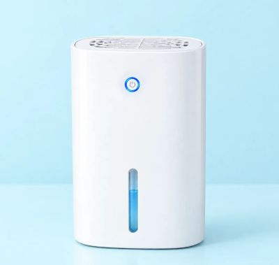 White humidifier with blue indicator light.