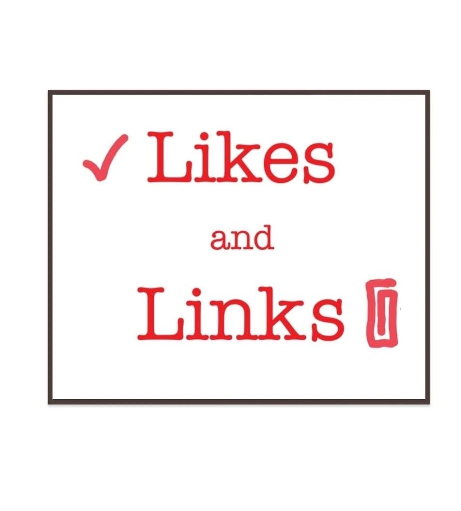 A sign with 'Likes' checked and 'Links' crossed out in red.