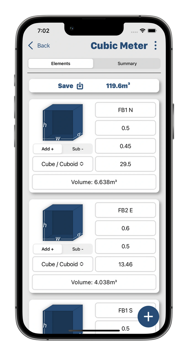 Cubic meter calculator, cbm calculator, concrete calculator, construction calculator