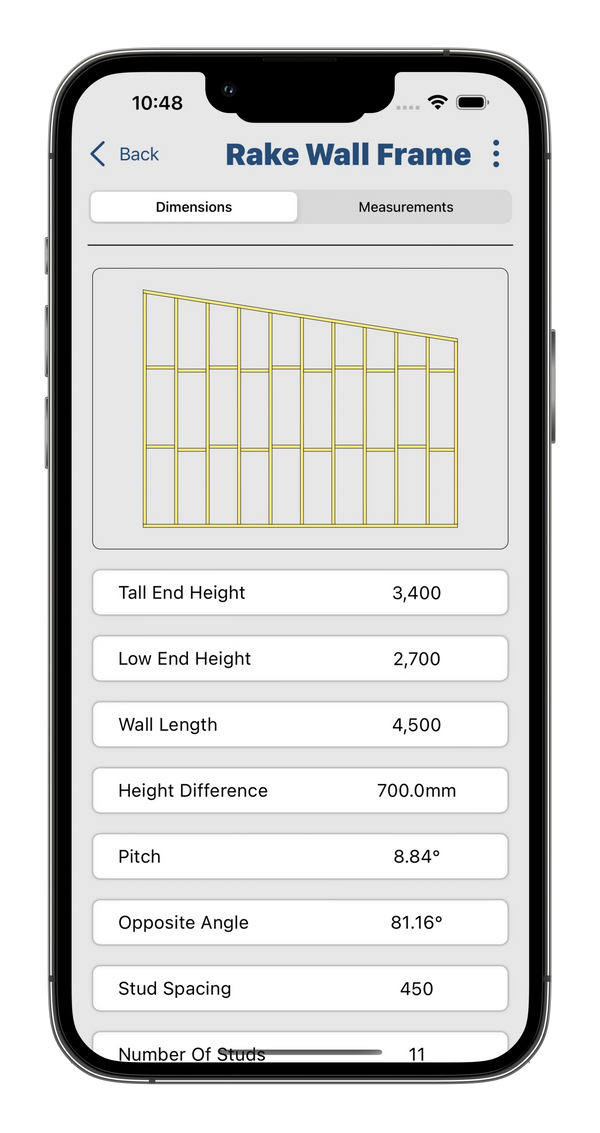 Rake wall frame calculator, Carpentry tools and building estimator