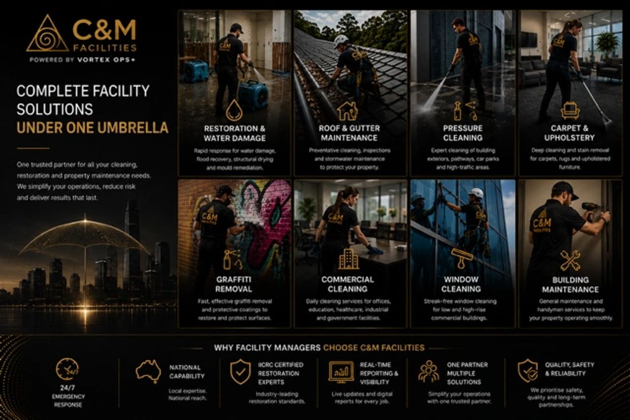 C&amp;M Facilities offers comprehensive cleaning and maintenance services under one umbrella.