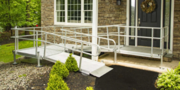 Textured Black Powder Coat Outdoor Ramp. Mobility Outdoor Ramp 