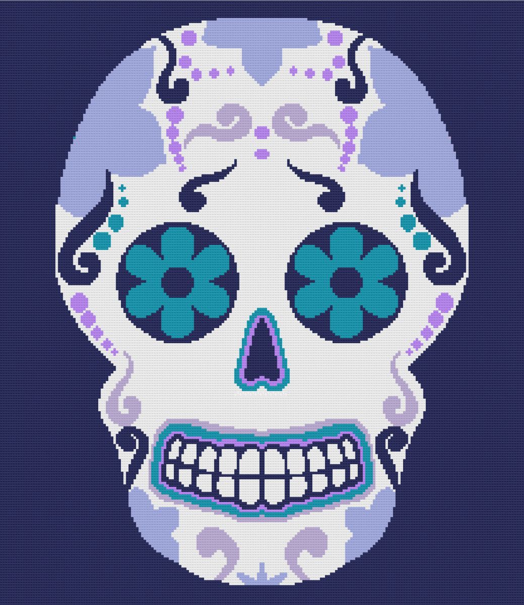 Sugar Skull Crochet Graph with Written Pattern