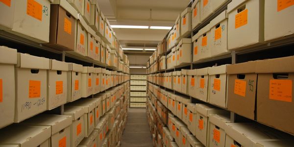 hundreds of archive boxes in secure storage