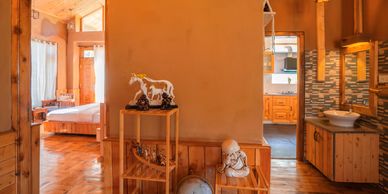 Bedroom and Bath at Naggarville Homestay in Himachal