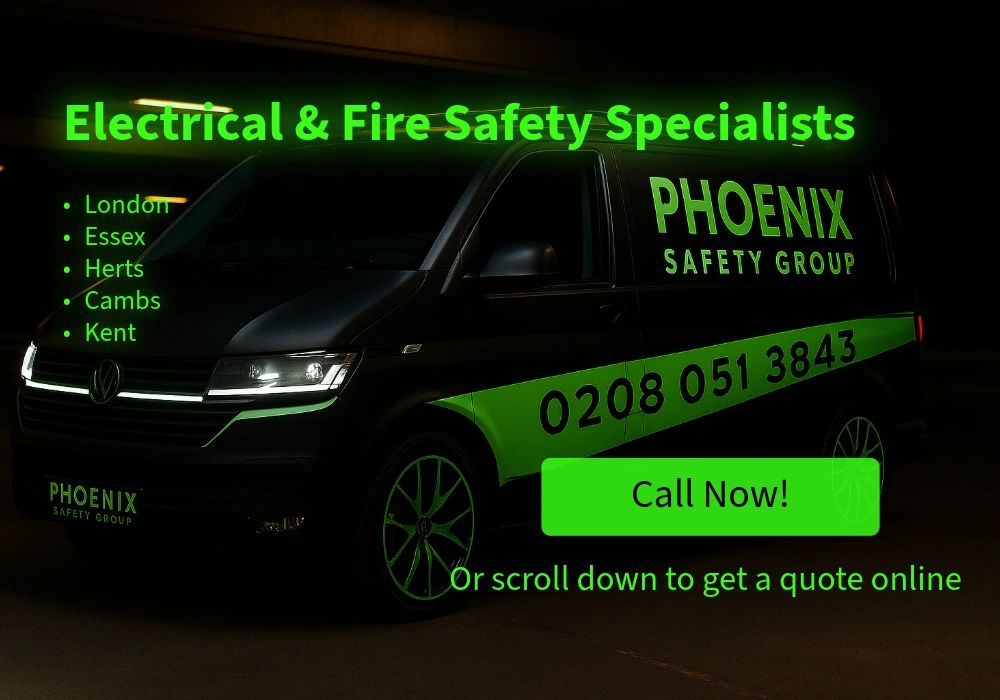 phoenix safety group van with heading contact number locations and booking link button