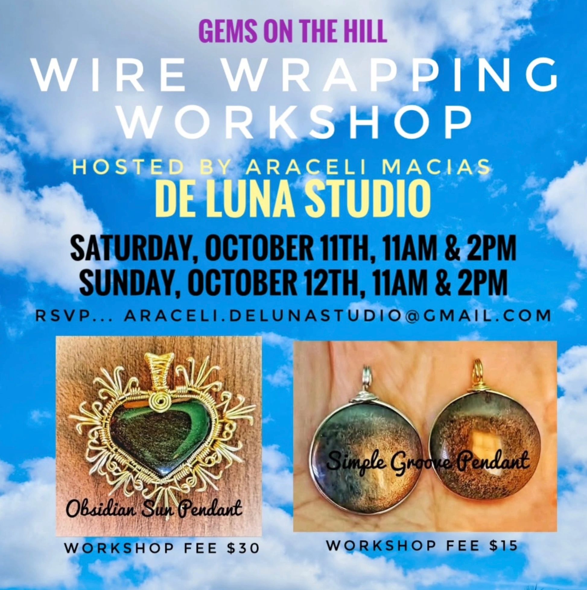 Wire wrapping workshop hosted by Araceli Macias at De Luna Studio.