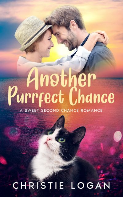 Cover of Another Purrfect Chance with black and white cat looking up at romantic couple.