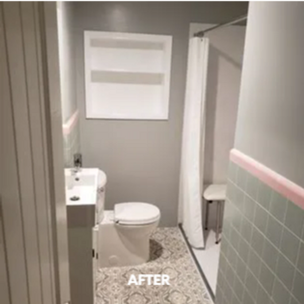 Walk in Shower, Vanity, ADA Toilet, Non-Slip Floor & Fresh Paint, Quick Install After