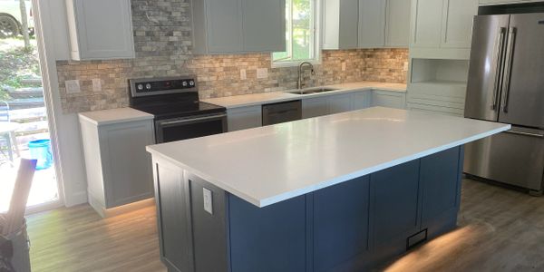 custom kitchen, custom cabinets, cabinet painting, cabinet finishing, countertops, led lighting, 