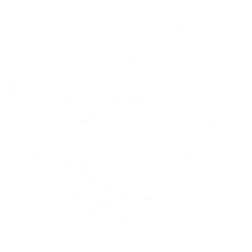 Two hands shaking in a black and white illustration.