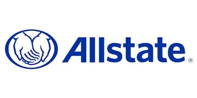 Allstate insurance company logo with protective hands.