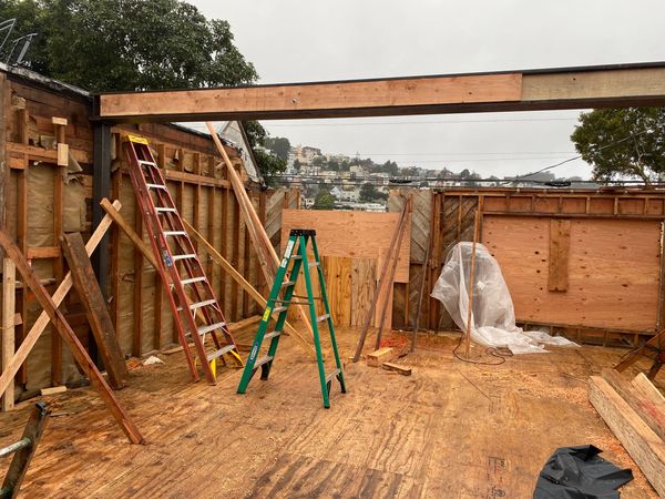 Steel beam on second floor of home