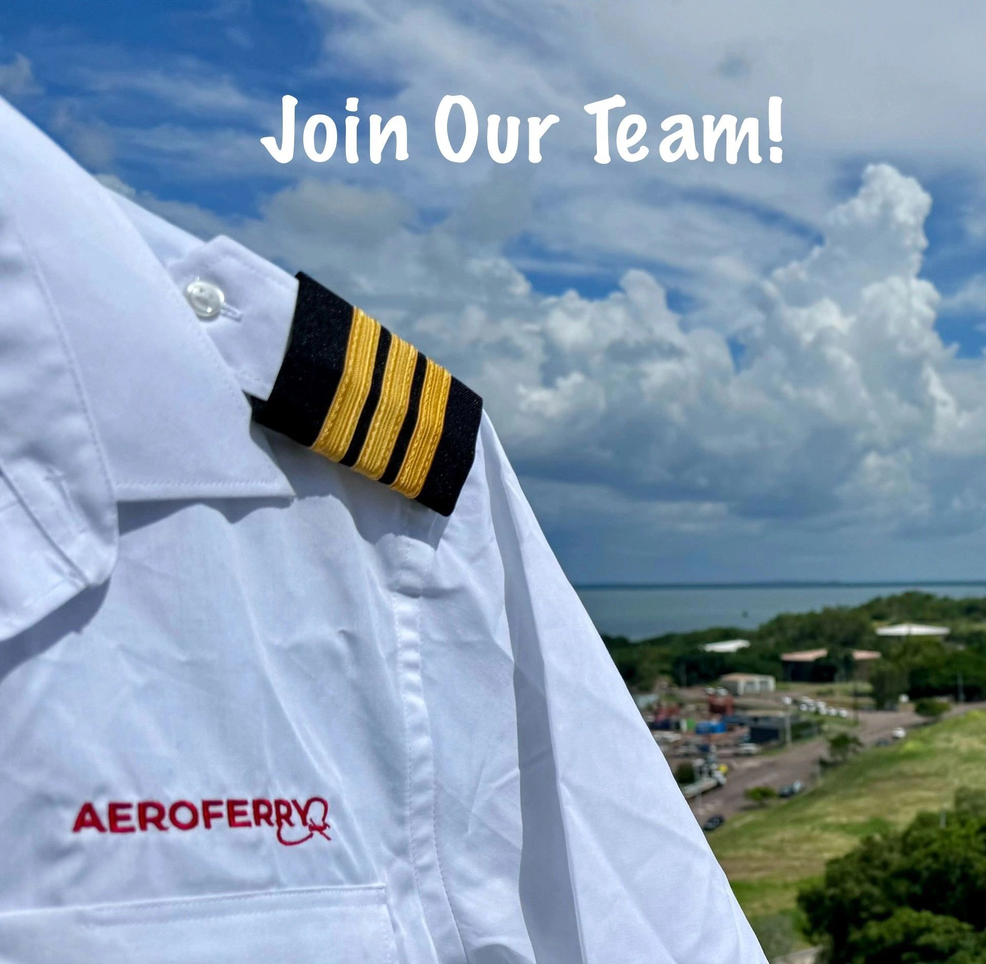 Aero ferry pilot uniform with clouds in background 