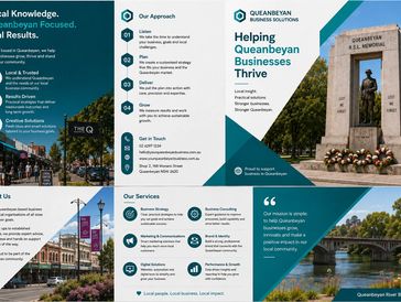 Brochure for Queanbeyan Business Solutions supporting local businesses.