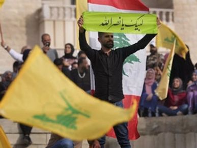 A Hezbollah supporter in Baalbek, Friday, May 13, 2022. Source: AP 