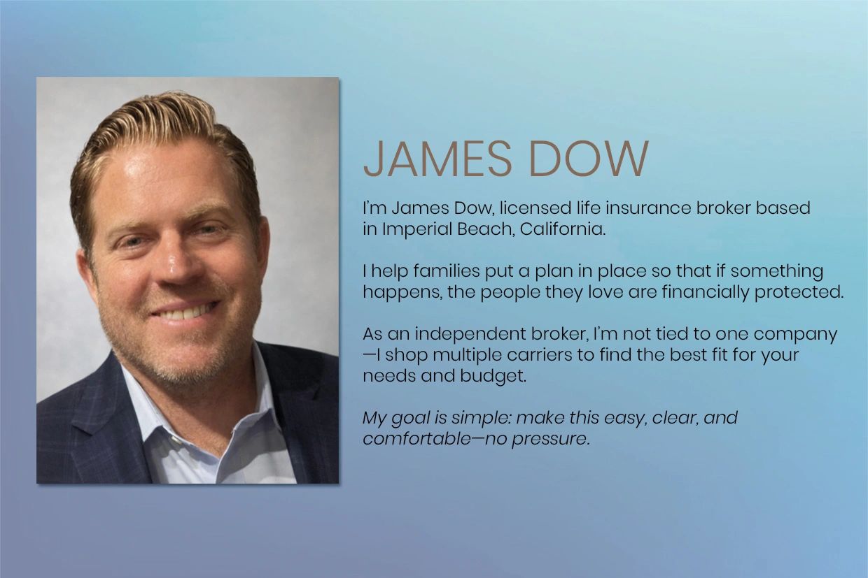 Portrait of James Dow, licensed life insurance broker in California.