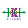 Logo featuring green and purple elements with the word Hermes.